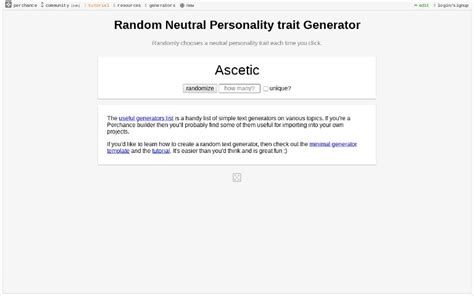 neutral traits generator|Personality Generator .